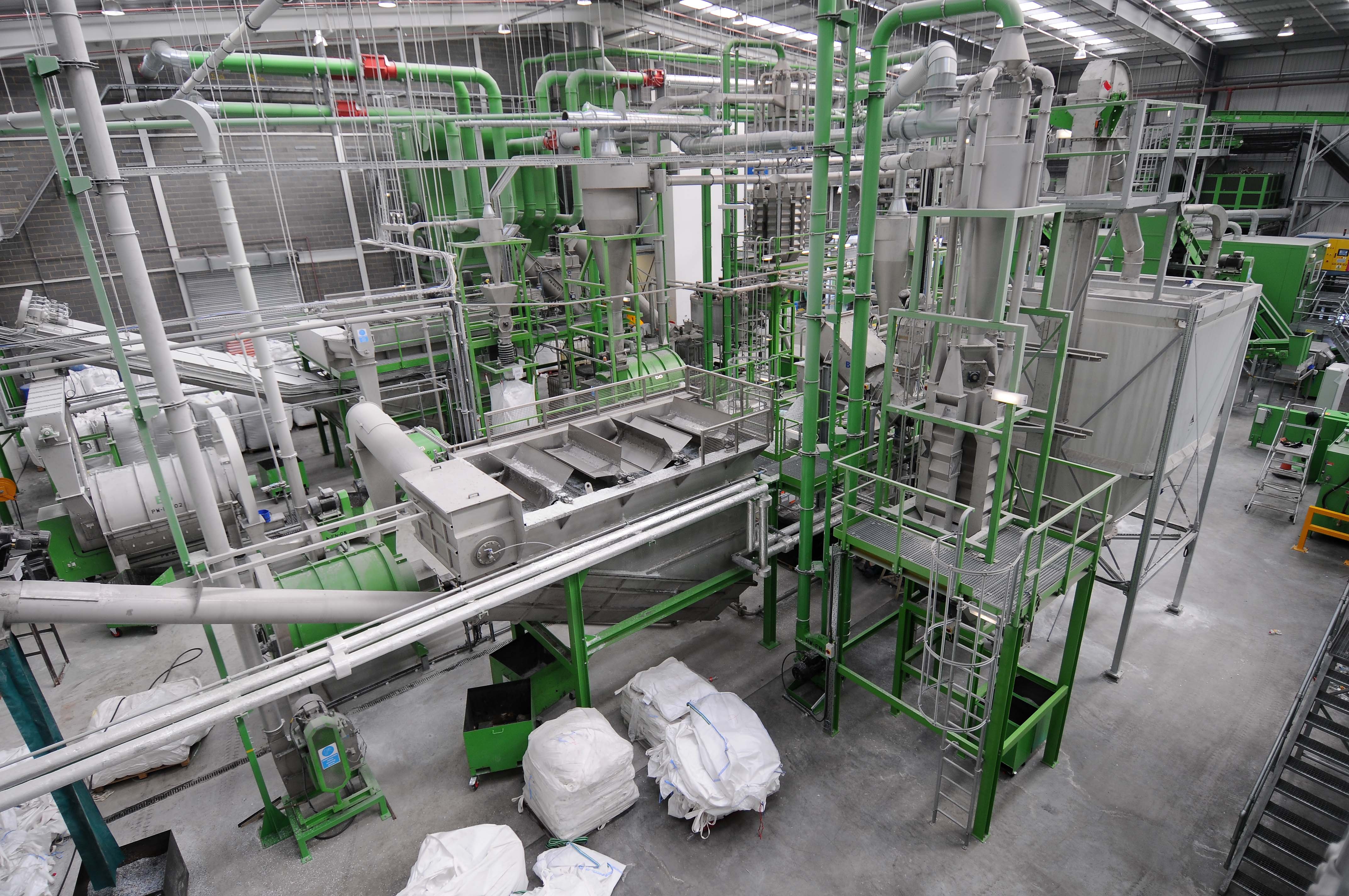 Recycling facility for PET and HDPE bottles